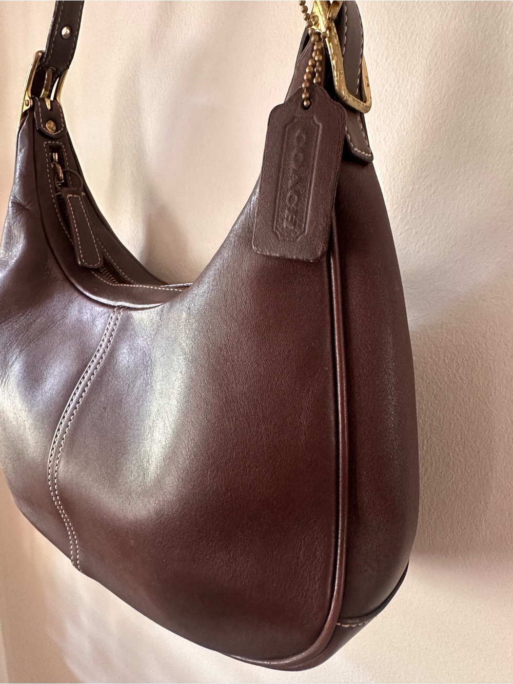 Vintage Coach Zoe Hobo Bag Brown Leather Y2K Shoulder Purse Classic Brass - Picture 3 of 11